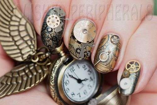 RETRO STEAM PUNK NAIL ART REAL GEARS  ***SALE***