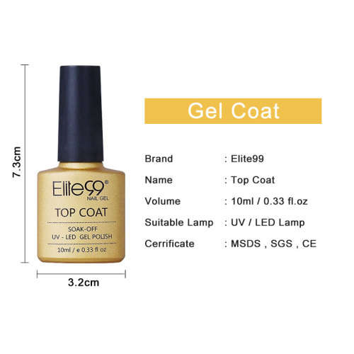 ELITE99 SOAK OFF UV/LED GEL  - 10ML TOP COAT