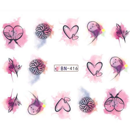 NAIL ART - WATER TRANSFER DECALS - HEARTS