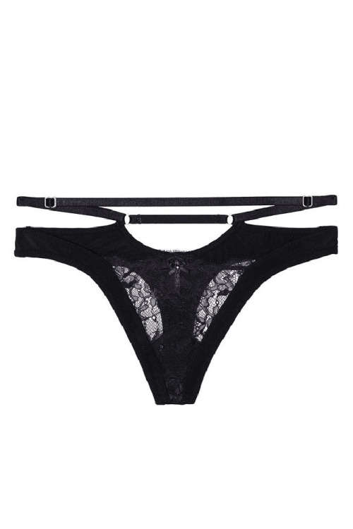 ***LOCAL STOCK*** BLACK STRAPPY CUTOUT BRALETTE AND HIGH WAIST THONG - LARGE