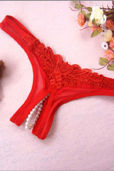 SEXY RED PEARL BOTTOM G-STRING - ONE SIZE