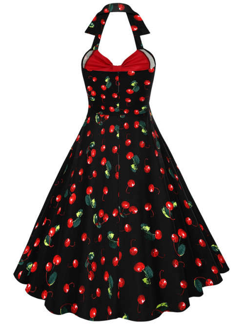CHERRY PRINT VINTAGE SKATER DRESS