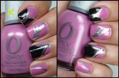 NAIL ART - Silver Zipper Water Transfer Nail Art