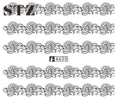 NAIL ART - Water Transfer Decals Nail Art Stickers Black