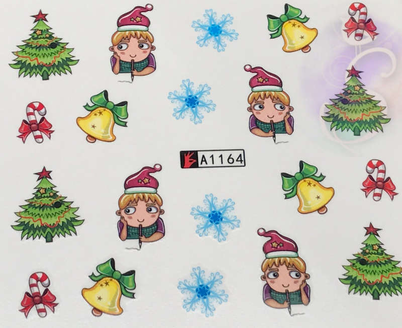 Nail art water decals transfer stickers for nails Christmas