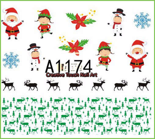 Nail art water decals transfer stickers for nails Christmas