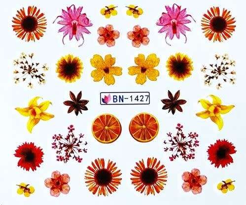 NAIL ART - Water Transfer Decals Nail Art Sliders Flowers - BN1427
