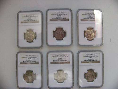 1994 NELSON MANDELA INAUGURATION R5 COIN SET MS61-MS66 NGC GRADED (Cheapest buy now on B.O.B)