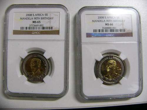 2008 Mandela 90th Birthday Coin Set: MS65 & MS 66!! @ R300!!! NGC!!