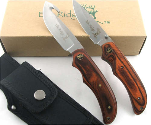 ELK RIDGE TWO PIECE HUNTING KNIFE SET GUTHOOK SKINNER