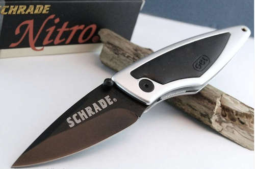 SCHRADE Nitro Black Gel Handle Silver Linerlock Knives