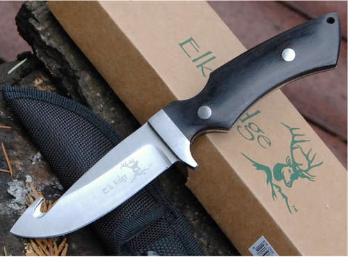 ELK RIDGE Fixed Guthook Hunting Knife 440B SS with Sheath