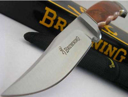 Browning Clip Bowie Hunter Rosewood Finger Groove Knife