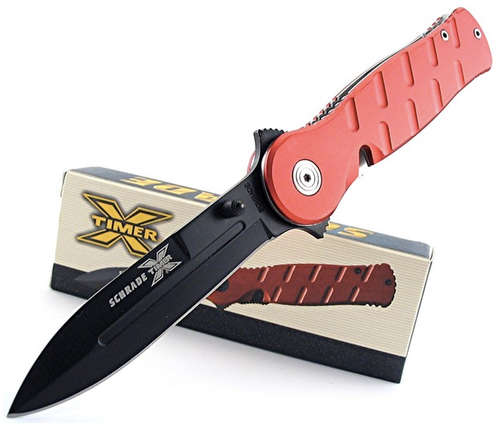 Schrade X-Timer Red Tactics Linerlock Dagger Knife NEW