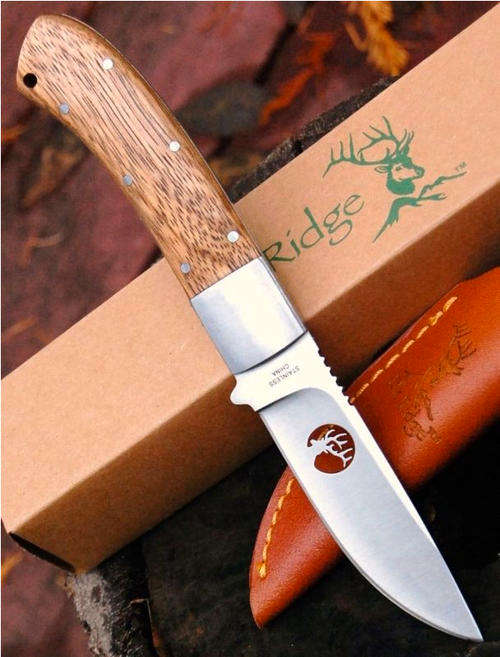 ELK RIDGE Medium Fixed Blade Hunter with Leather Sheath