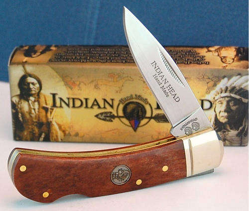 INDIAN HEAD Brand Lockback Brown Bone Pocket Knife