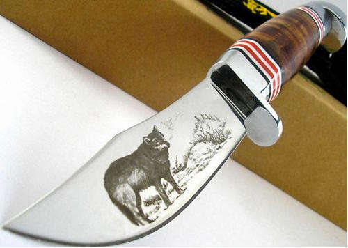 ELK RIDGE Wolf Skinner Hunter Stacked Leather Knife