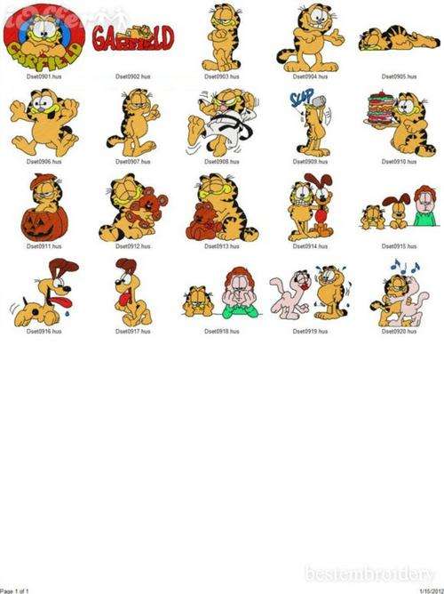 GARFIELD EMBROIDERY DESIGNS ON CD