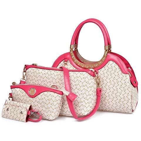 Clask beauty 4 piece pink handbag set