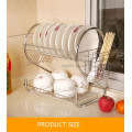 2 layer stainless steel dish rack cutlery organiser