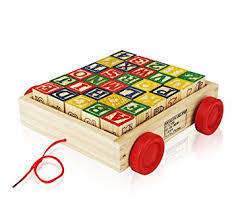 ABC wooden blocks pull along wagon