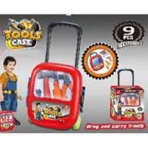 Drag and carry pretend play tool set in case with wheels ideal gift