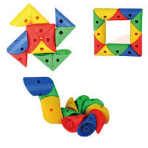 Plastic colourful and fun round triangle building lego style blocks