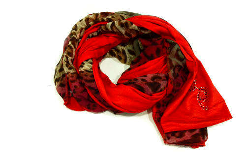 Wild animal print red scarf wrap