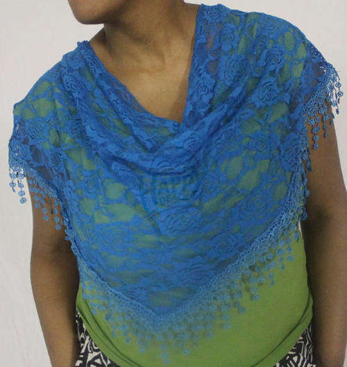blue polyester lace triangle design scarf