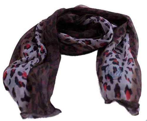 Leopard print brown and red design scarf