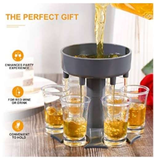 Alcohol shot dispenser with 6 glasses