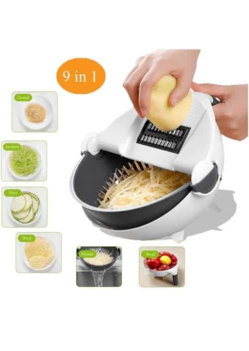 Multifunctional veg cutter wet basket
