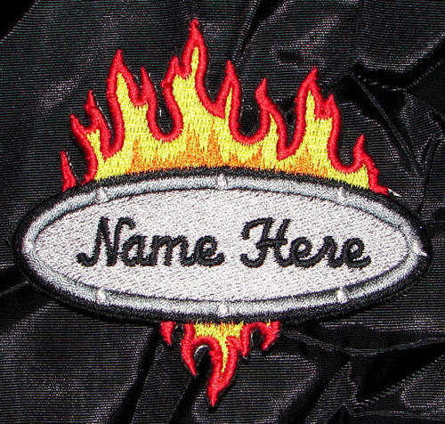 Embroidered Badge - Flaming Name Badge