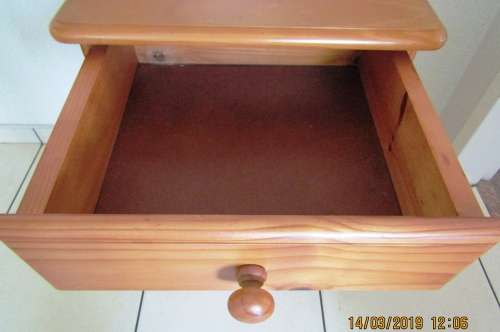Bedside Pedestal Single Drawer - Knotty Pine with Oregon Pine Lacquer
