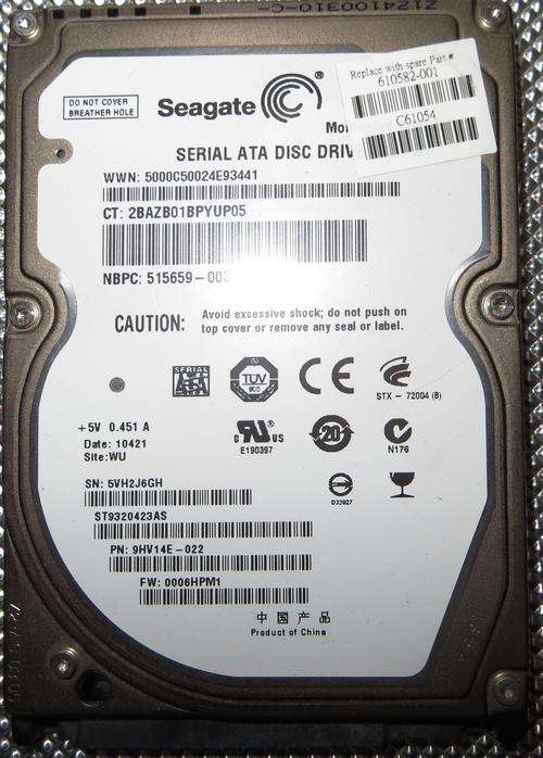 Seagate Momentus 320GB 7200RPM SATA 2,5" - ST9320423AS