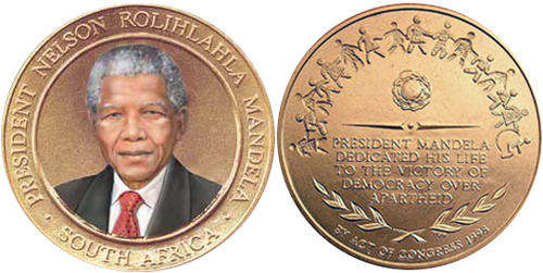 Nelson Mandela Colorized Medal