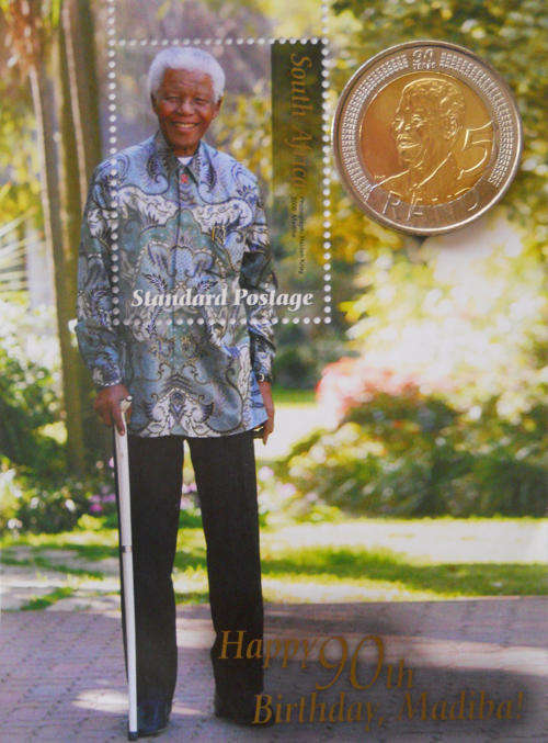 Nelson Mandela 90th Birthday Uncirculated Coin & Stamp