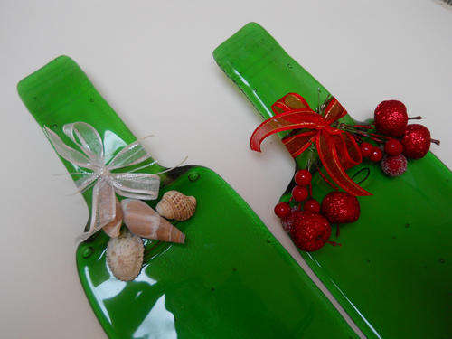 Flattened Glass Bottles for Livy (Green - 750ml)