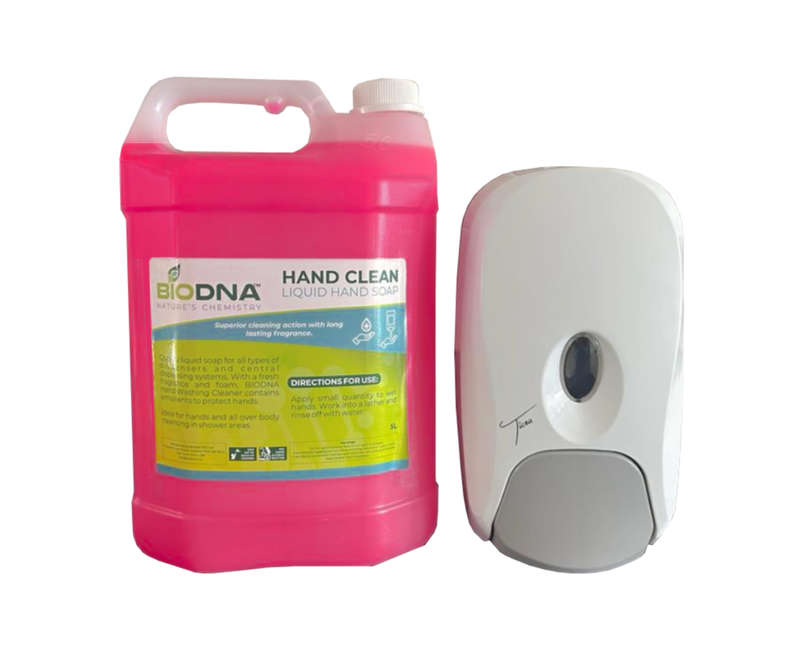Wall Mount Soap Dispenser & 5lt Pink Hand Soap