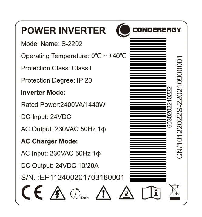 Conderergy UPS 2400VA 1440W 24V Inverter