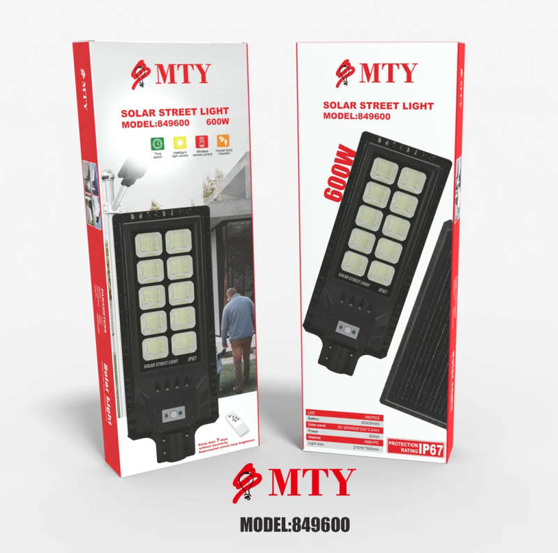Solar Street Light 600W (incl Solar Panel, Remote & Pole)