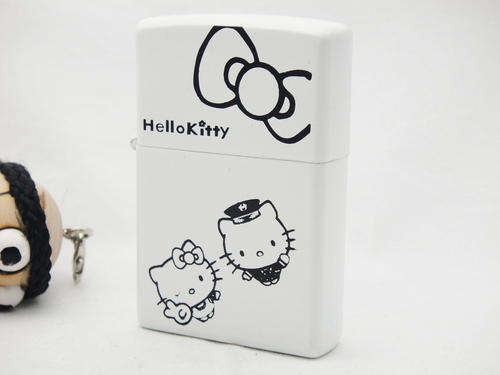 Hello Kitty White Flip up Refillable Oil Lighter
