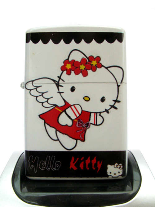 Hello Kitty White Flip up Refillable Oil Lighter