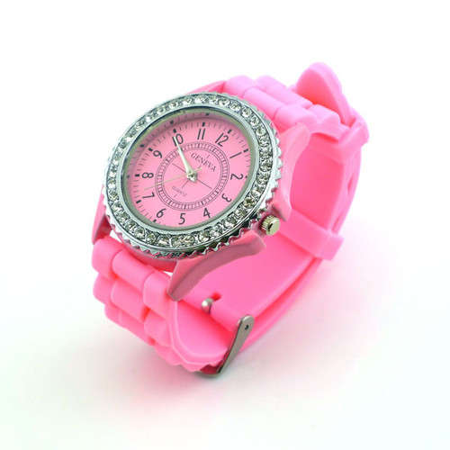 Ladies Crystal Jelly Watch (Pink)