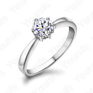 18K White Gold Plated Use Swarovski Crystal 1ct Simulation Diamond Wedding Ring