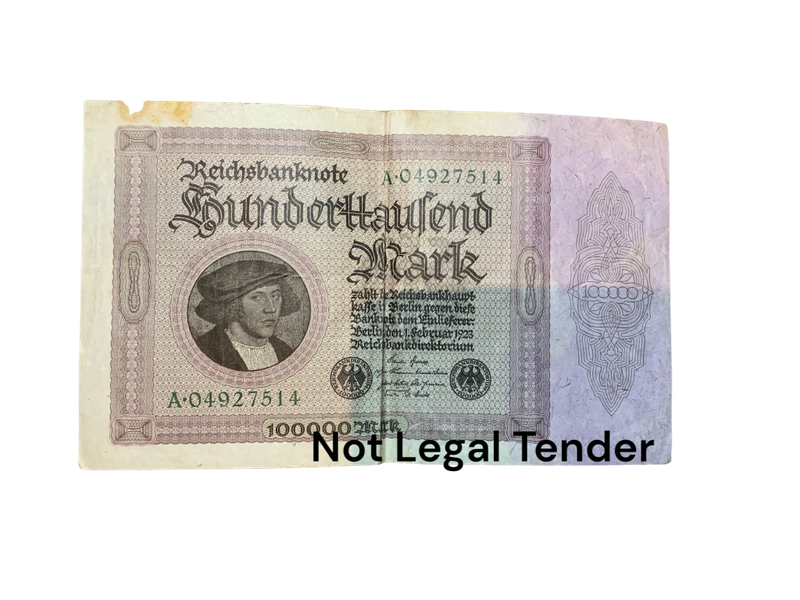 Reichsbanknote 100000 Mark Banknote 1923 Germany Paper Money