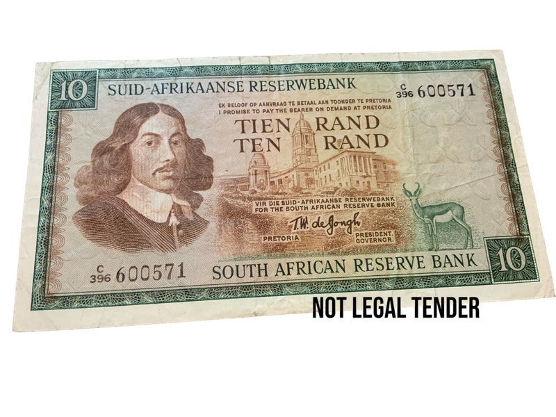 Ten Rand Bank Note - TW de Jongh