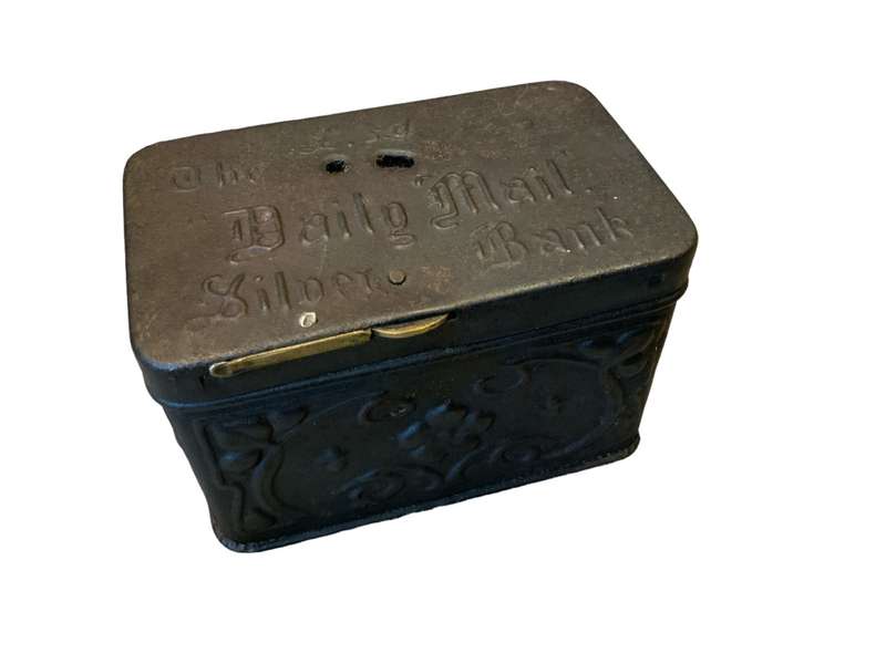 Vintage 1920s The Daily Mail Silver Bank Money Box Antique Art Nouveau British