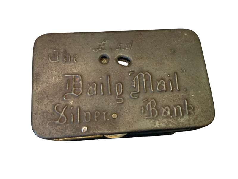 Vintage 1920s The Daily Mail Silver Bank Money Box Antique Art Nouveau British