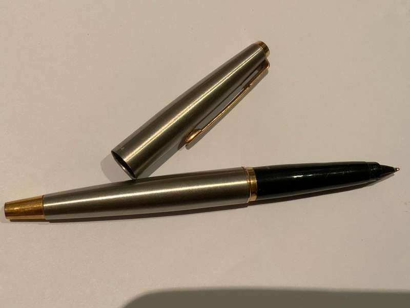 Parker 45 Flighter Fountain Pen - Steel with Gold Trim and Tassie - Made in France